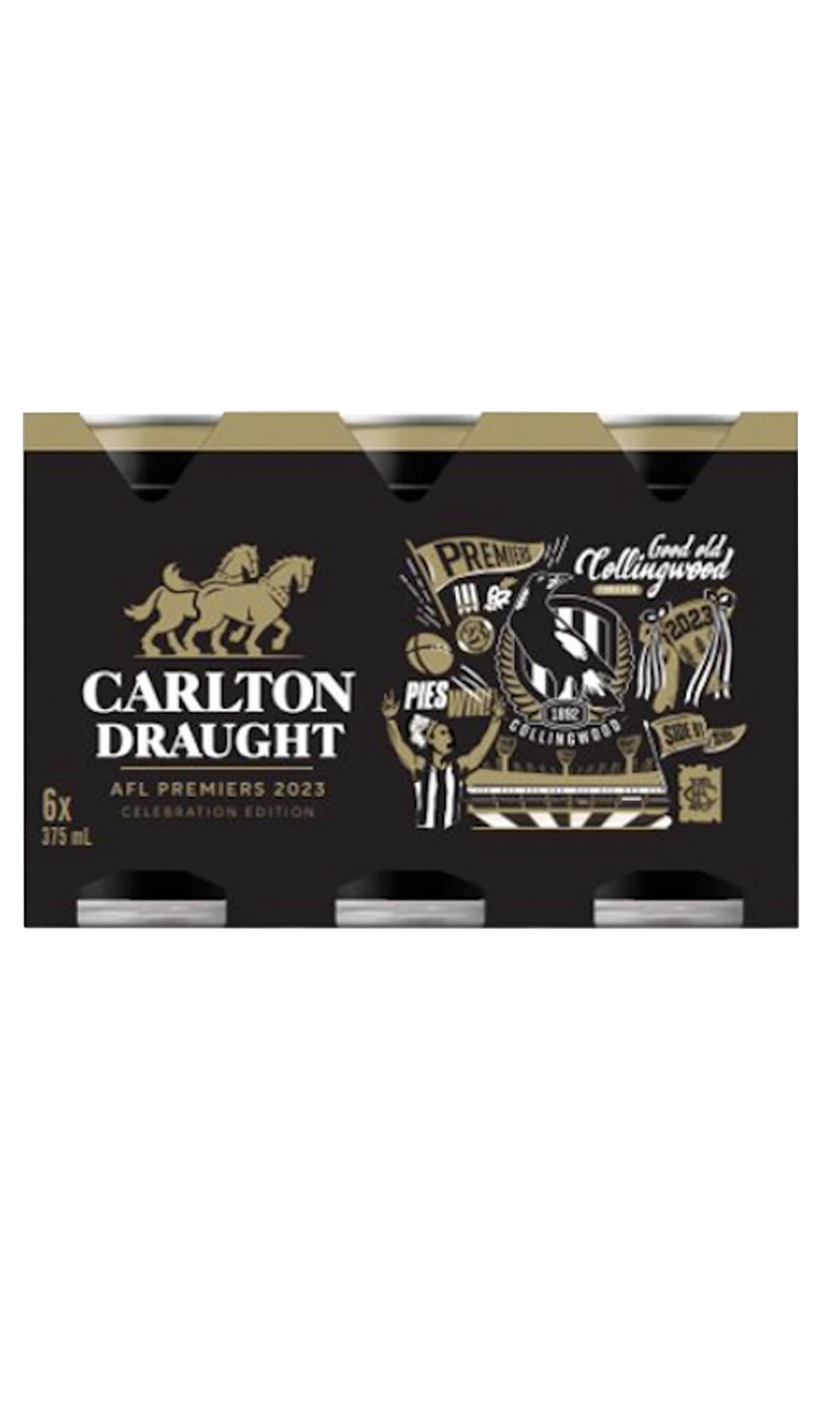Buy Collingwood Magpies 2023 AFL Premiership Carlton Draught Cans online at Wine Sellers Direct.