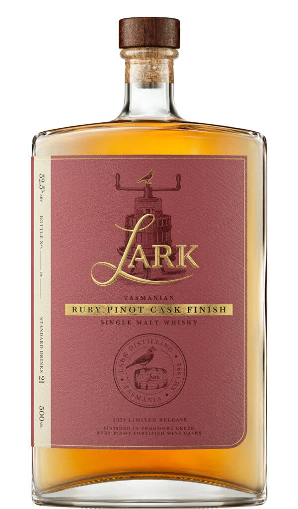 Find out more or buy Lark Ruby Pinot Noir Cask Finish 500ml (Tasmania) online at Wine Sellers Direct - Australia’s independent liquor specialists.