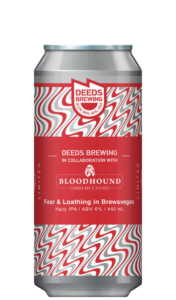 Find out more or buy Quiet Deeds Fear & Loathing In Brewsvegas Bloodhound Bar Collaboration Hazy IPA 440ml online at Wine Sellers Direct - Australia’s independent liquor specialists.
